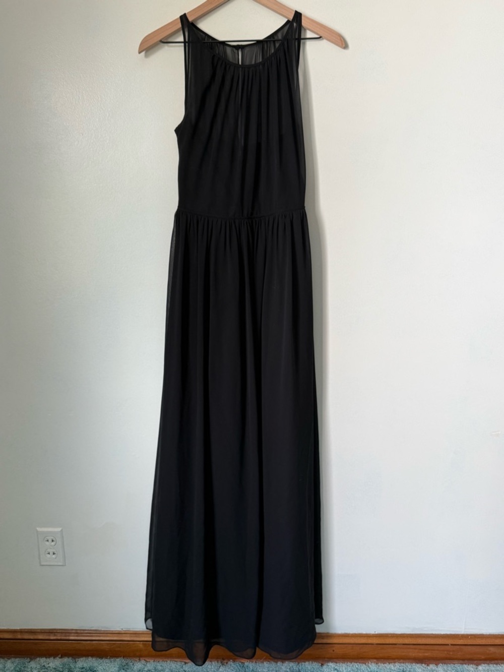Bill Levkoff Black Sleeveless Maxi Dress with Gathered Bodice